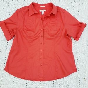 Orange Chico's button up blouse